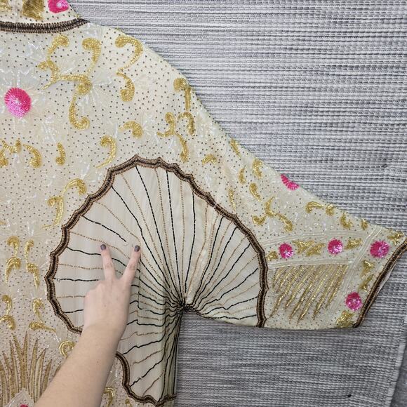 VTG Gunit Silk Beaded Kimono Jacket Womens Size 24 Art Deco 1920's Artsy Flapper - Picture 13 of 16
